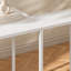 Table d'appoint, console, entrée, étroit, d'angle, salon, chambre à coucher, stratifié blanc, métal blanc, contemporain, moderne
