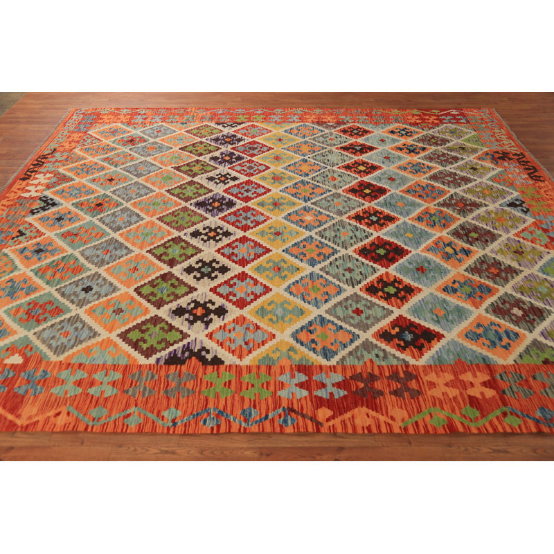 Tapis kilim en laine à tissage plat 8 x 10