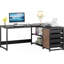 Bureau d'ordinateur en L avec tiroirs et tablettes de rangement, poste de travail réversible-1705377993