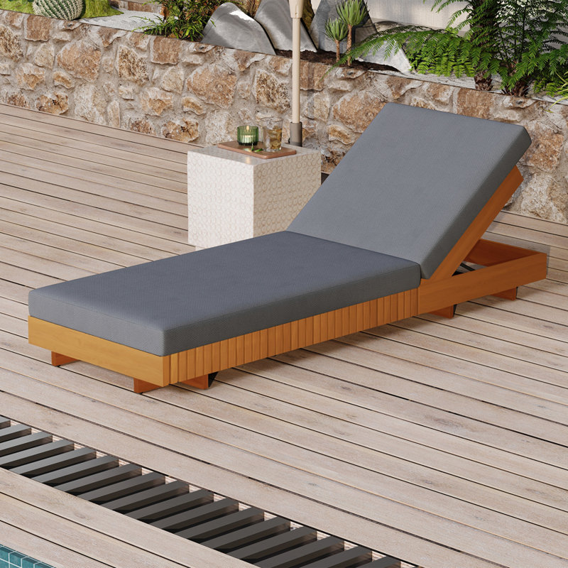 Lounge Chaise With LOUNGE CUSHION, Dark Gray, Light Brown