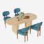 Ensemble de table de cuisine ovale à double piédestal-223772558-221402299-223772554