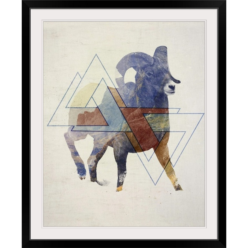 «Double Exposure Wildlife Ram», impression, Cadre noir, H 32 po x l 27 po x P 1 po