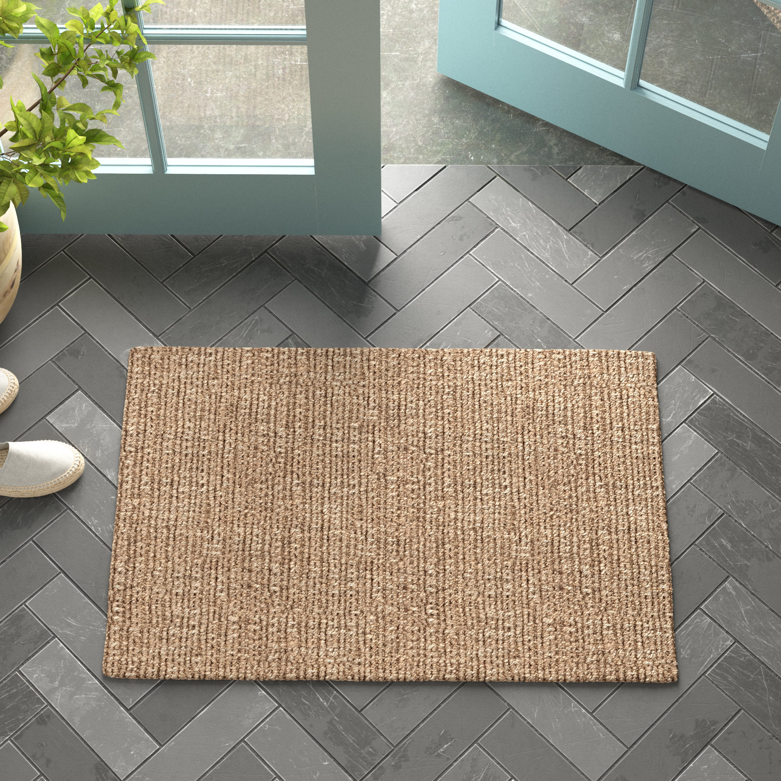 Vesper Taupe Hand-Woven Jute Rug, Rectangle 2' x 3'