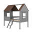 Lit mezzanine simple en bois avec deux fenêtres latérales - Construisez une chambre à coucher paisible pour un rêve gris et gris