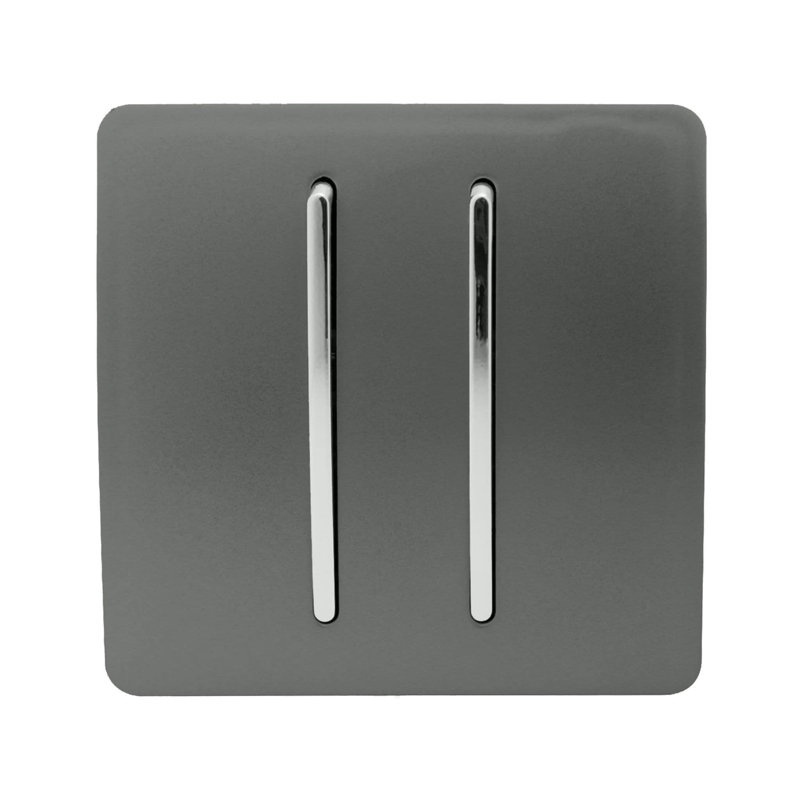 Trendi Switch 2 Gang Retractive Home Automation Switch, Charcoal