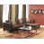 Chocolate Faux Leather/Beige Polyester Blend