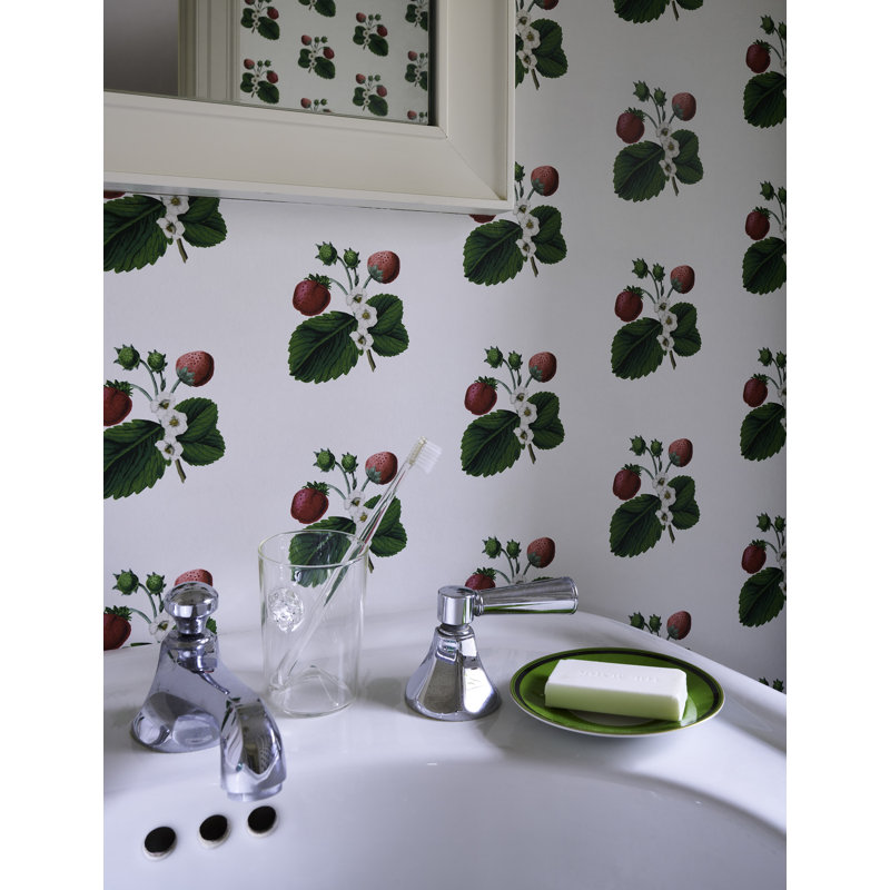 Schumacher x Johnson Hartig Strawberry Hill Wallpaper, White
