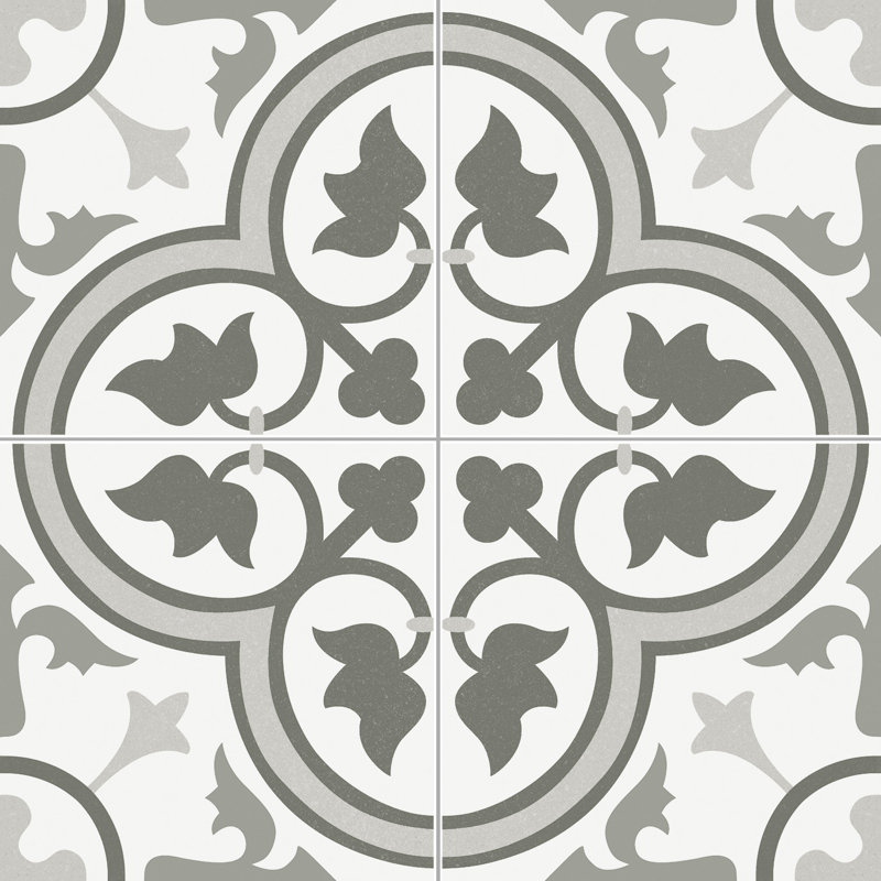 Dover 18" x 18" Porcelain Patterned Wall and Floor Tile, Gray