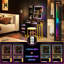 Dressing Table with Human Sensor RGB Lights, Tempered Glass Top, and Quick-Charging Station-158589790