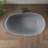 59" Solid Surface Freestanding Tub,Travertine-Texture Design Oval Stone Resin Bathtub Soaking Tub With Overflow, Grey