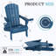 Ensemble de 2 chaises Adirondack en PEHD bleu avec porte-gobelet et téléphone (ensemble de 2)-908311445