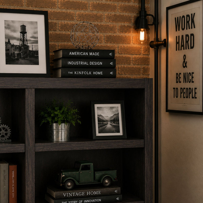 Bibliothèque double Backacre, (3 tablettes) H 36 po x l 48 po x P 10,63 po, Espresso