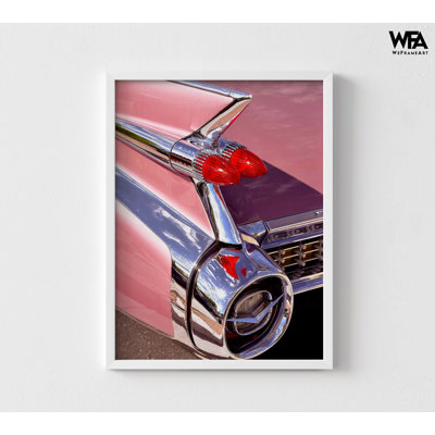Reproduction de photo de voiture rétro, décoration murale d'automobile rose encadrée, cadeau d'amant de voiture rétro, photographie de voiture classique, impression de photo Thunderbird