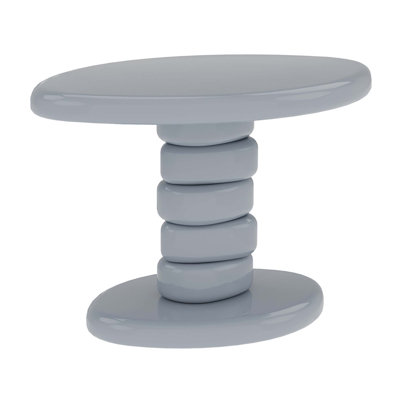 Modern Stacked Cobblestone End Table-High Gloss Gray