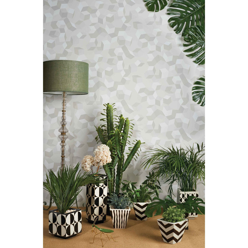 Puzzle Geometric Wallpaper Roll, White