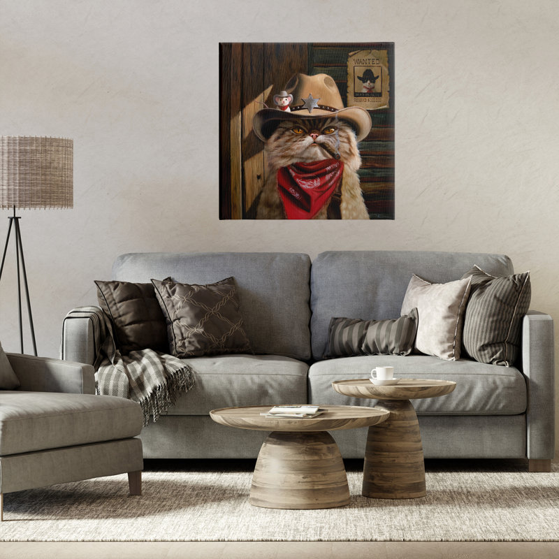 Deputy Purrkins Cat Sheriff Canvas, design by Lucia Heffernan, 24" H x 24" W