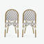 Ensemble de 2 chaises bistro d'extérieur en rotin PE et aluminium, finition gris et blanc et bambou-125664228