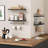 Black suspended bathroom wall storage