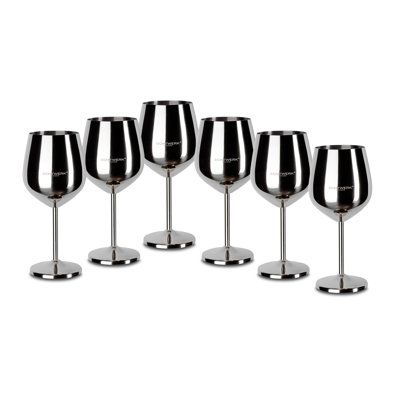 Echtwerk bruchsichere Weingläser/Weinkelche aus Edelstahl, 6tlg, 21x 7,3cm, 0,5L