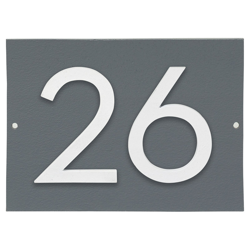 Plaque d’adresse murale sur 1 ligne flottante, Gris, Blanc, Oui