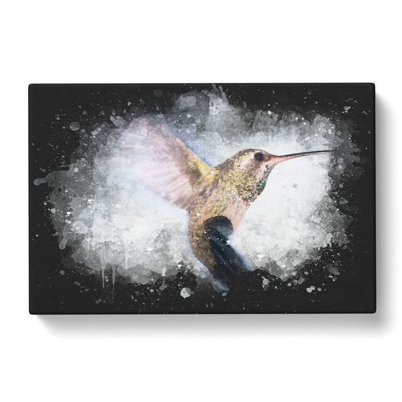 Flying Hummingbird Bird - Wrapped Canvas Painting, 40cm H x 60cm W x 3cm D