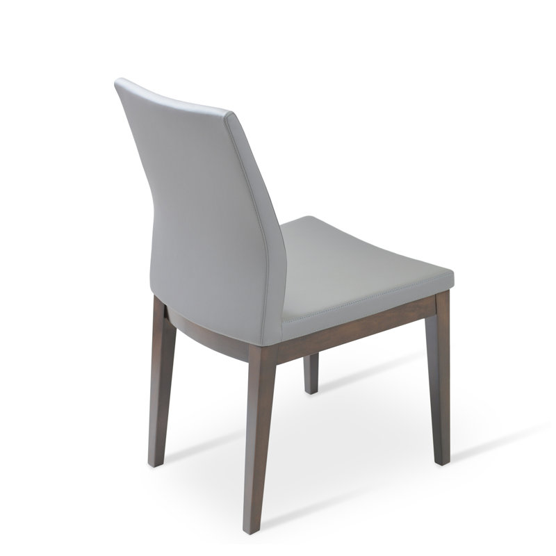 Pasha Wood Dining Chair in Boucle Fabric, Wenge, White Gray Boucle