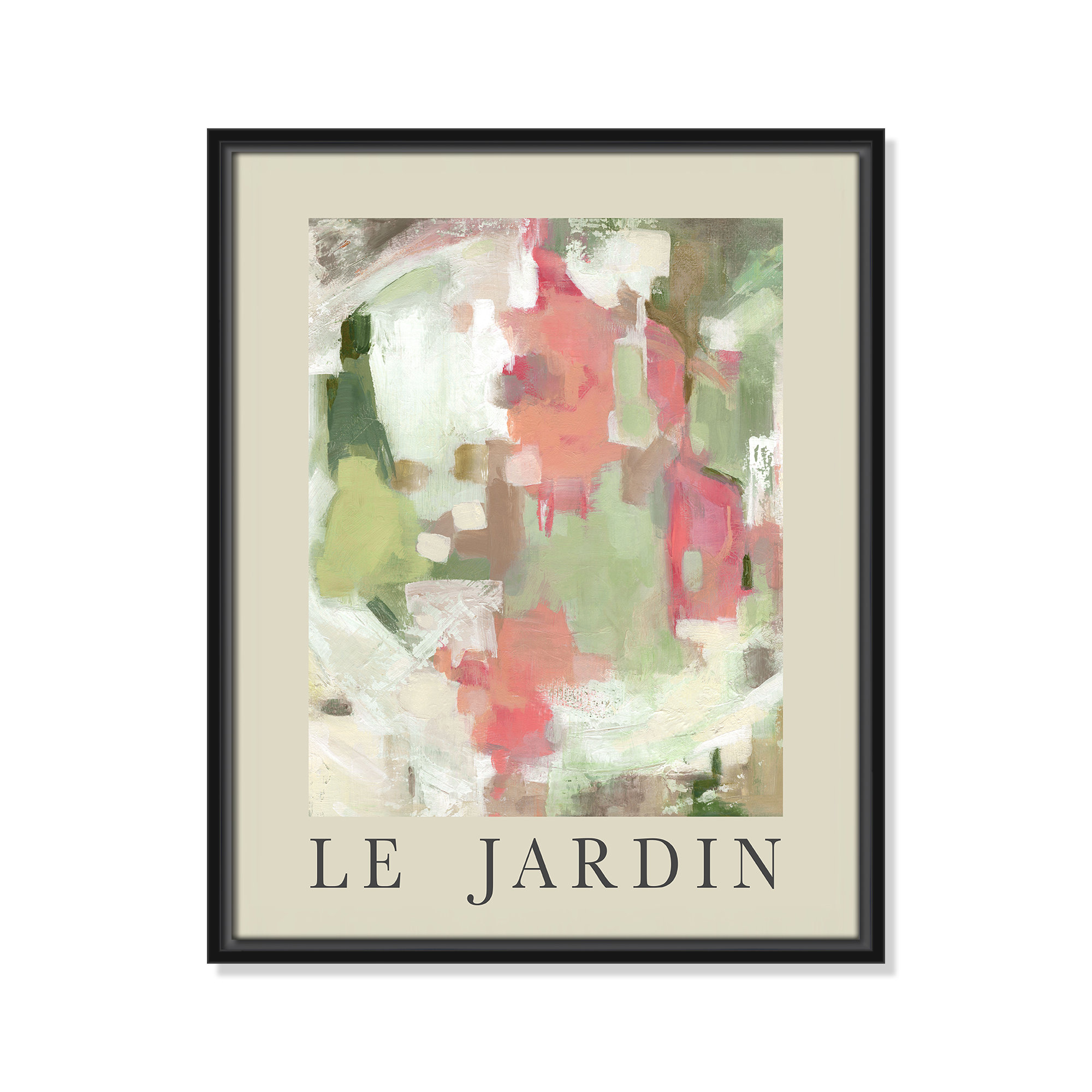 Botanical Poster Collection " Le Jardin " by Carol Robinson, Black Floater Frame, 21.5" H x 17.5" W x 2" D, No