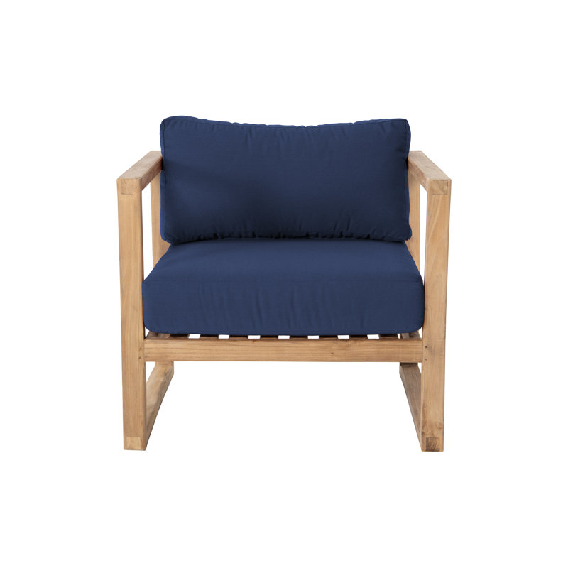 Venice Teak 5 Piece Chat Group With End Table, Navy