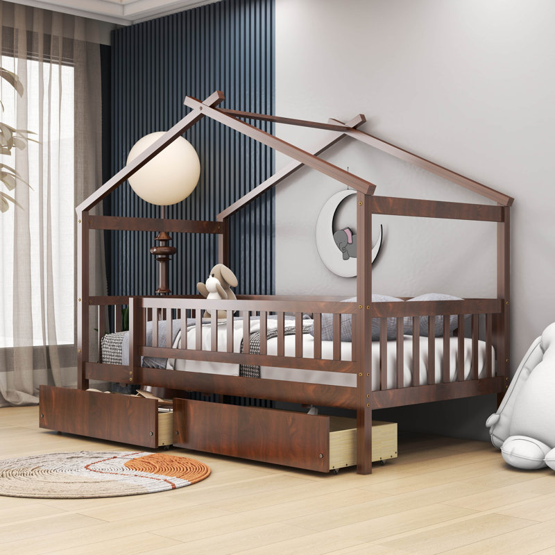 Lit pour enfant Hann, Noyer, Simple