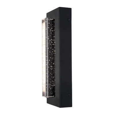 Fuld Outdoor LED Sconce - Seeded Glass Shade - Black Finish