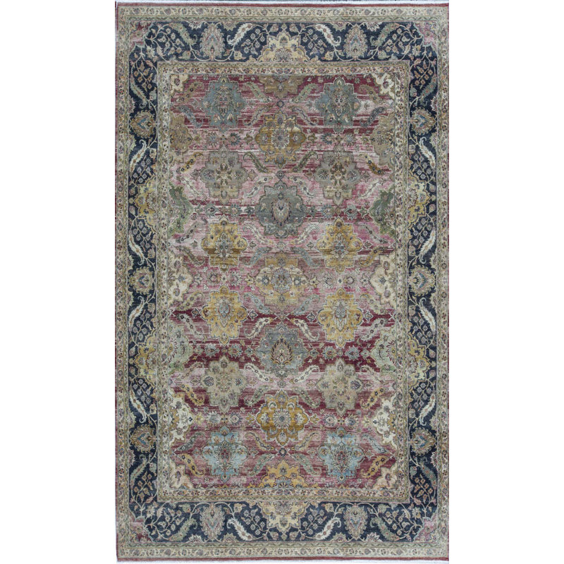 Hand-Knotted High-Quality Red and Black Area Rug