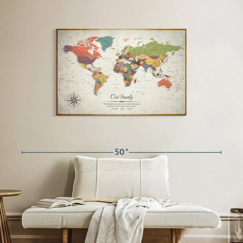 Our Travels Push Pin World Milstead II, H 26 po x l 39 po