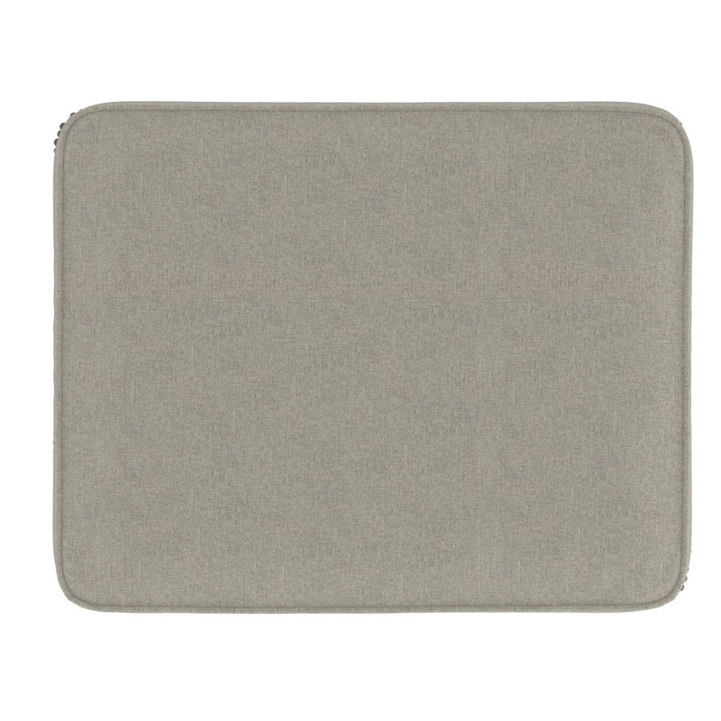 Beige Nailhead-Accented Transitional Ottoman with Bun Feet