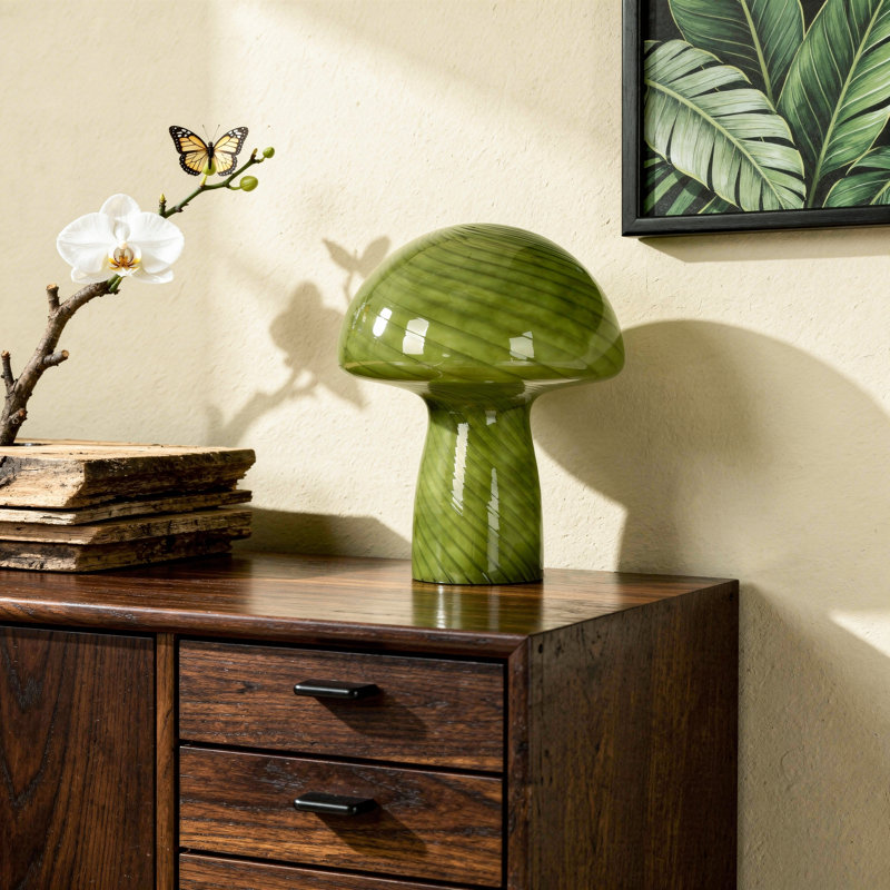 Lampe de fantaisie en verre Keaten, Vert