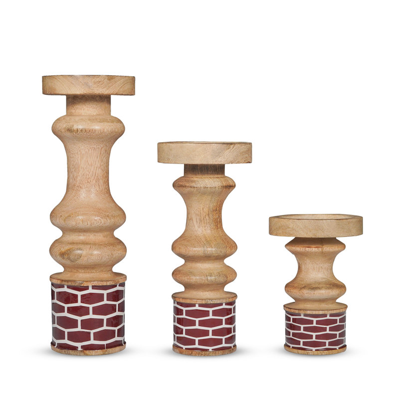 Bougeoirs Gramercy en bois de manguier (ensemble de 3)