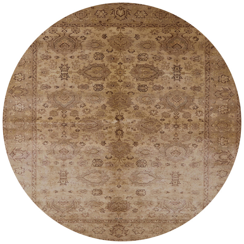 Tapis brun à motif oriental, Rond 8 pi