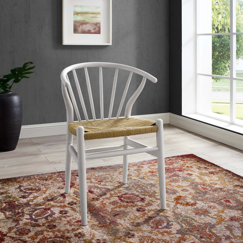Modway Flourish Spindle Wood Dining Side Chair, White, 1