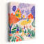 «Children's Whimsical Village Colorful Playful Whimsical Landscape Spring», reproduction d'art mural-600613575