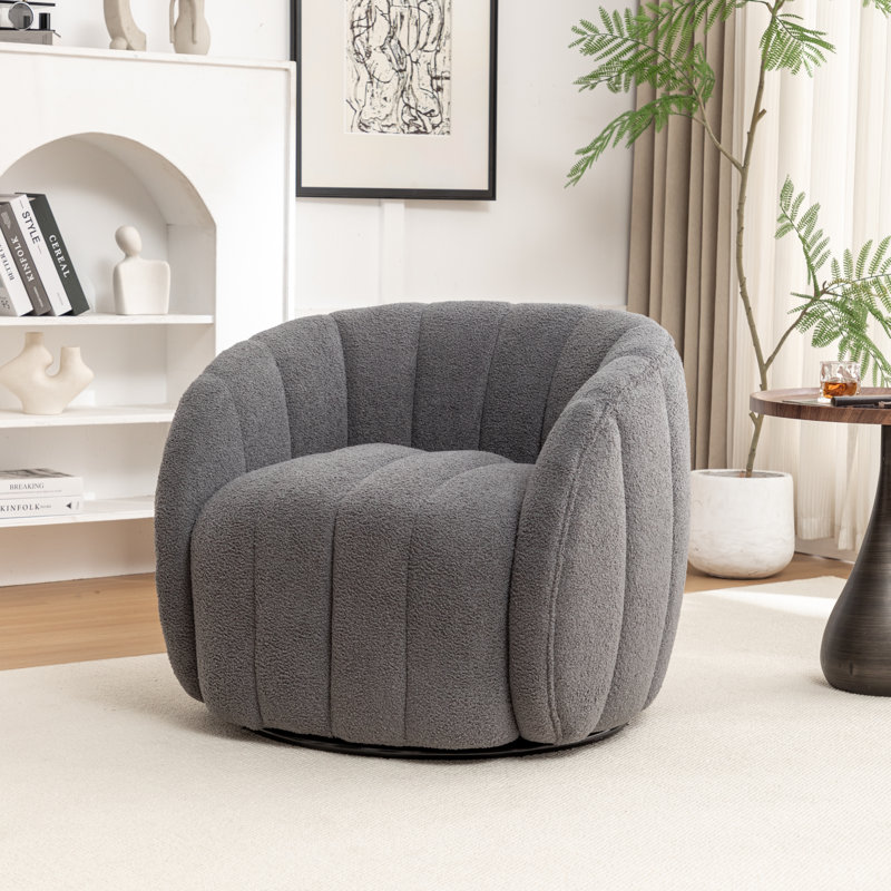 Fauteuil demi-tonneau pivotant, Mélange de polyester gris