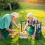 Tabouret de jardin pliable rembourré avec siège et genoux rembourrés