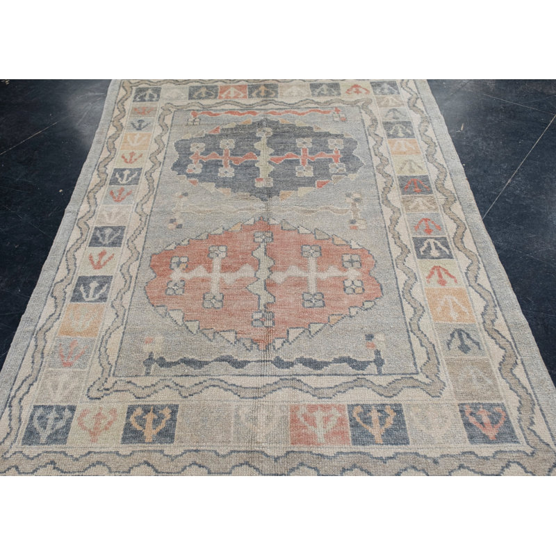 Tapis turc Oushak fait à la main 5 pi 1 po x 7 pi 1 po