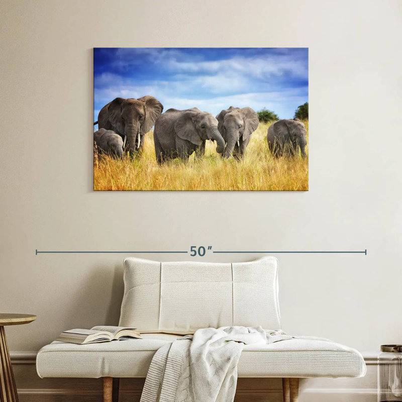Grassland Elephants, 26" H x 39" W
