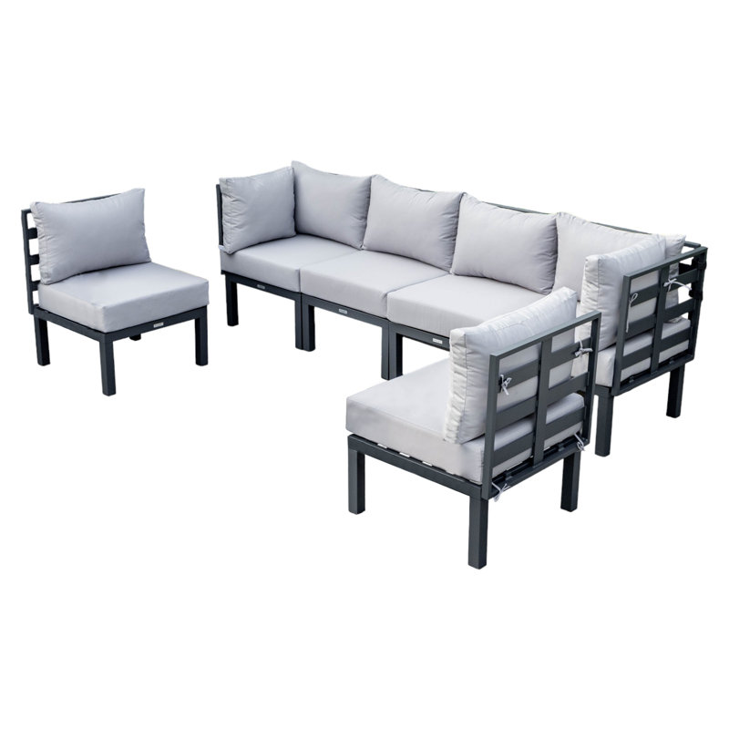 Ensemble de conversation modulaire avec coussins amovibles 6 pièces Chelsea, Gris clair