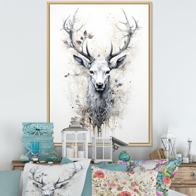 Portrait de cerf noir et blanc sur toile