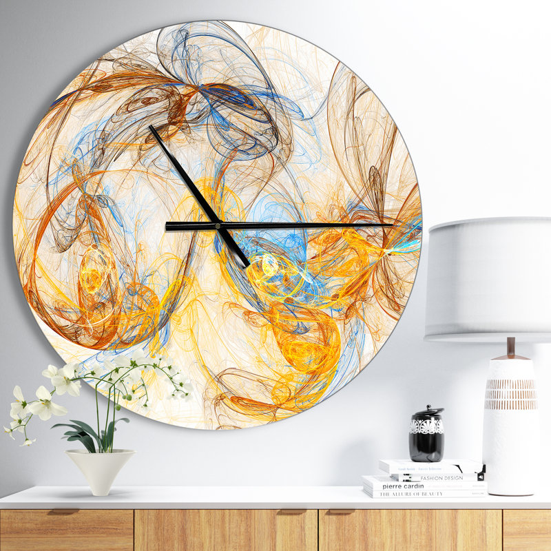 Billow Smoke Yellow - horloge murale moderne, Moyen