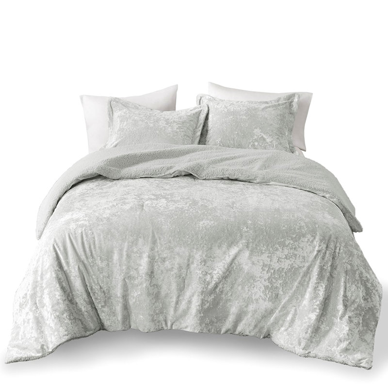 Édredon gris pour lit double / grand avec velours moelleux et moderne chaud