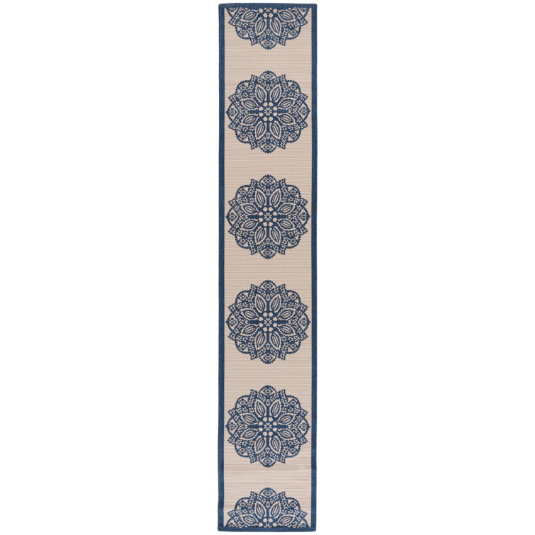Arneshia Beige/Navy Indoor/Outdoor Area Rug