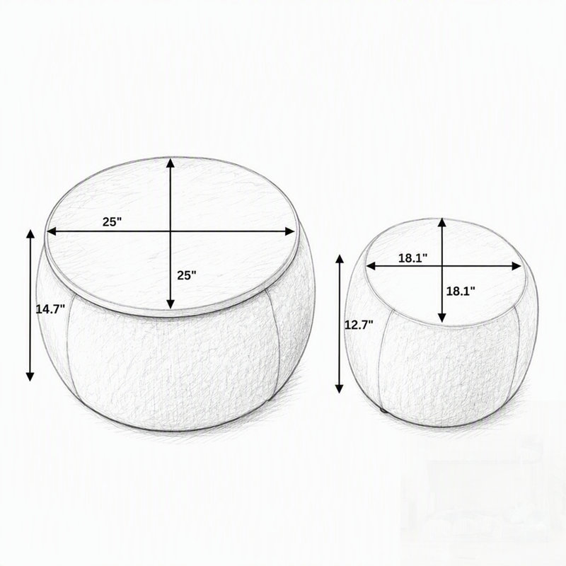 Repose-pieds rond avec rangement 2 en 1, bleu foncé, idéal pour la décoration intérieure et polyvalent comme table de bout et siège
