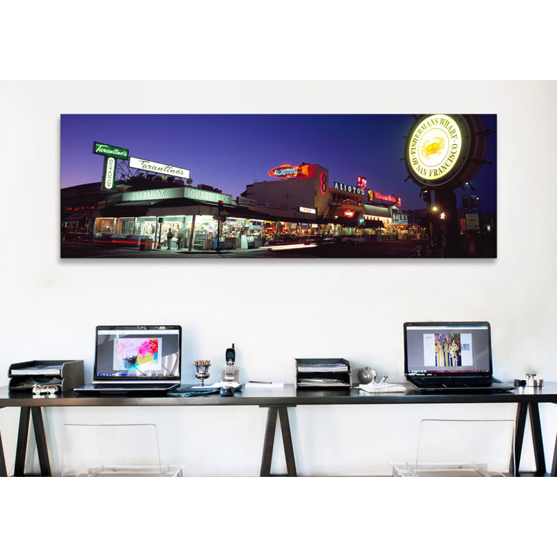 " Tourists At A Restaurant, Fisherman's Wharf, San Francisco, California, USA " by Panoramic Images, 12" H x 36" W x 1.5" D