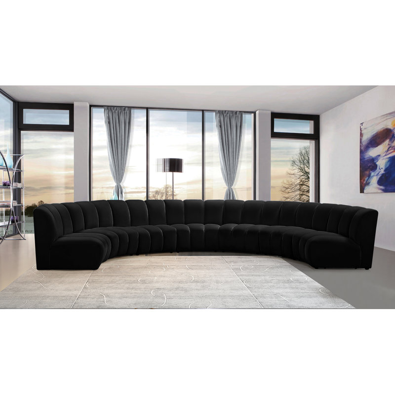 Canapé modulaire en velours Infinity, Velours noir, 7 pièces
